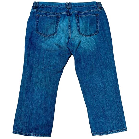 Old Navy Cropped Low Waist Denim Blue Jeans Women's 16 W36-36 L23 All Cotton - Picture 2 of 3